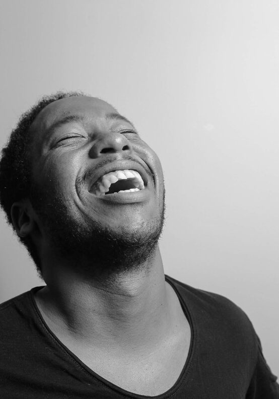 Person Laughing black and white image